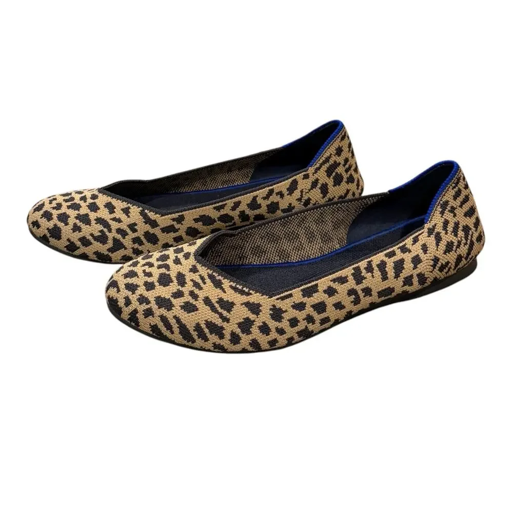 Rothy’s Leopard Print Round Toe Flats Size 9 Casual Slip-On Ballet Classy Chic